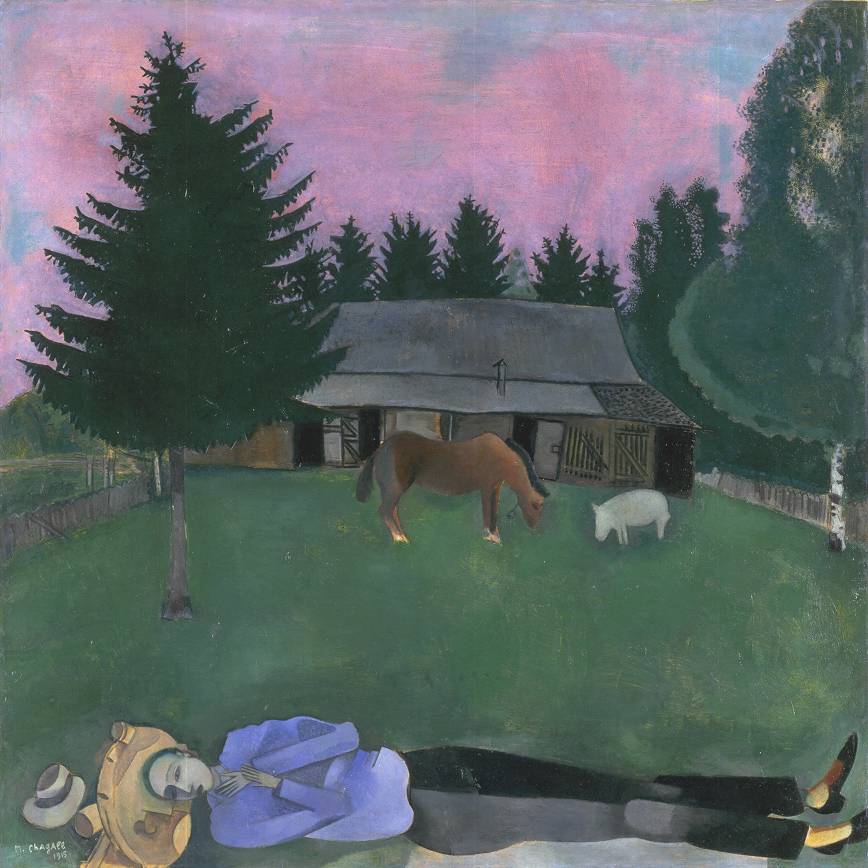 The Poet Reclining 1915 by Marc Chagall 1887-1985
