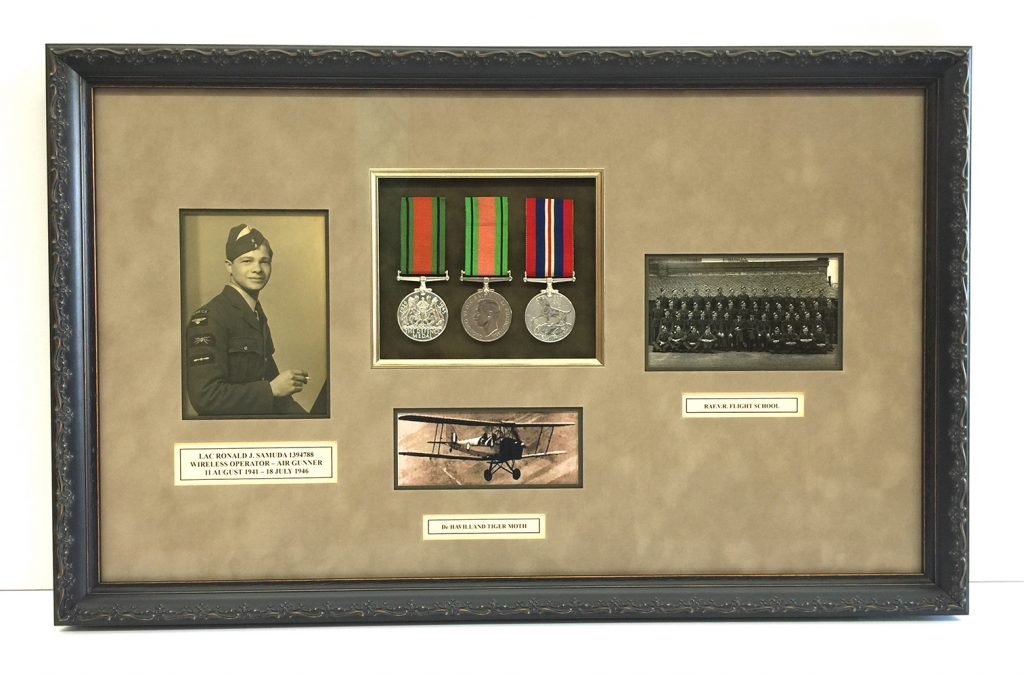 This is one of many military medals arrangements Keith framed for Tom Van Walleghem over the years.
